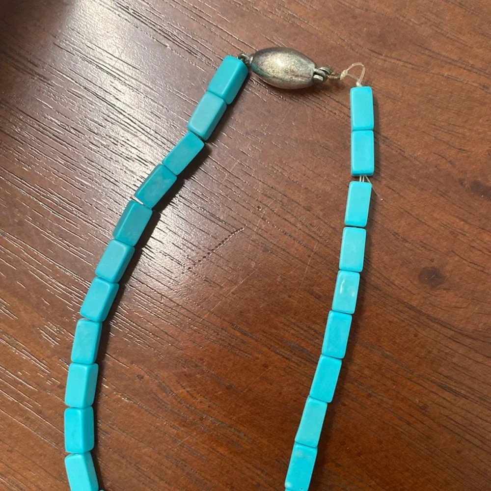 Navajo Native American Turquoise Silver & Mother of Pearl Eagle Necklace - Picture 11 of 17